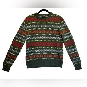 Todd Snyder Wool Fair Isle Green Mens Size Small Crew Neck Pullover Sweater